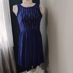 Apt. 9 Blue Silver Sleeveless Mini Sundress